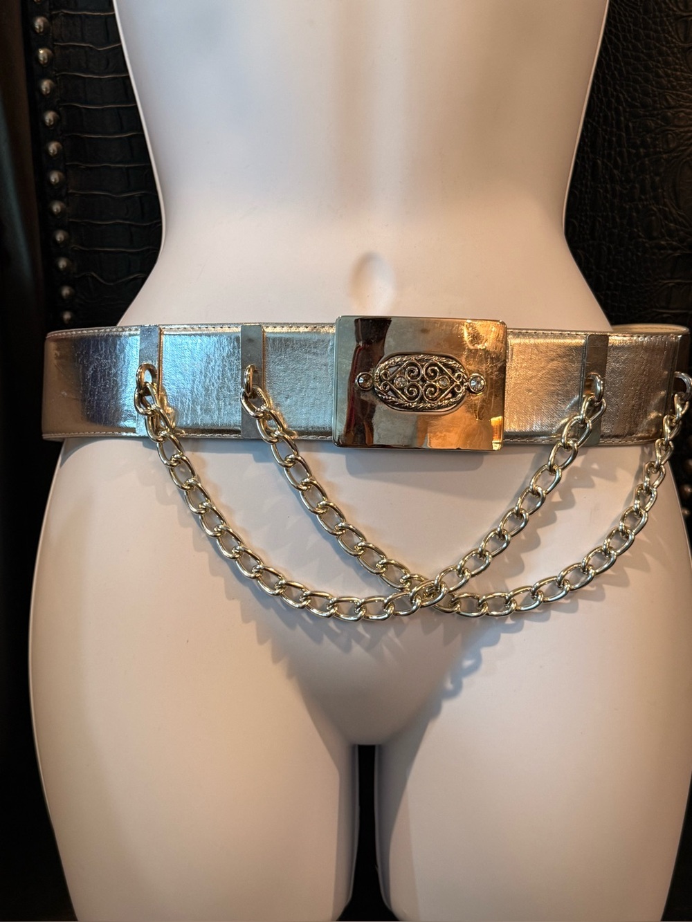 Silver Chain Accent Women's Waist Belt